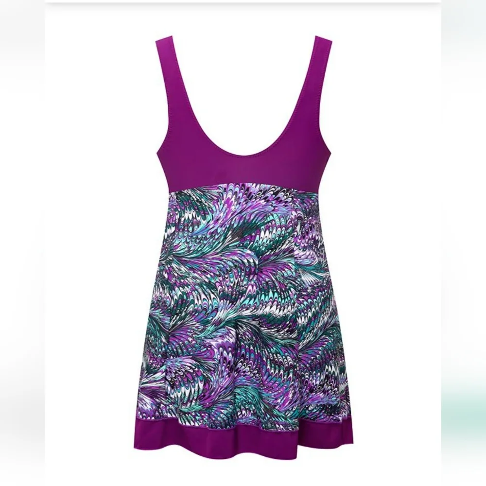 Size Medium new Purple swimdress swimsuit swim dress one piece - Picture 2 of 4